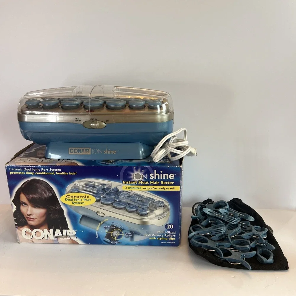 Vintage 2003 Conair Ion Shine CHV26IR Hot Rollers Hair Setter 20 Rollers Clips